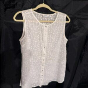 Sigrid Olsen White Textured Sleeveless Blouse